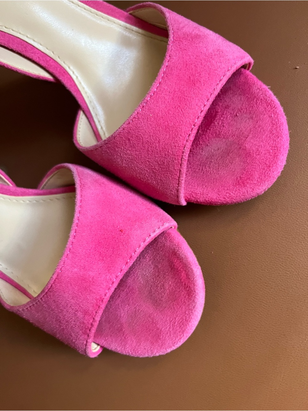 Vince Camuto Heels Open-Toe Hot Pink Suede size 6.5 - Picture 9 of 11
